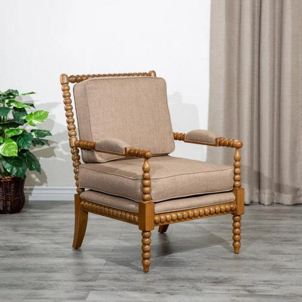 Brown Linen Accent Chair By Alhome - Zrafh.com - Your Destination for Baby & Mother Needs in Saudi Arabia