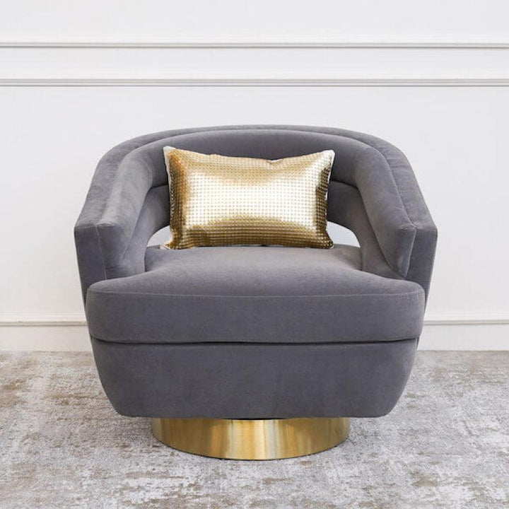 Velvet Accent Chair in Contemporary Gray By Alhome - Zrafh.com - Your Destination for Baby & Mother Needs in Saudi Arabia