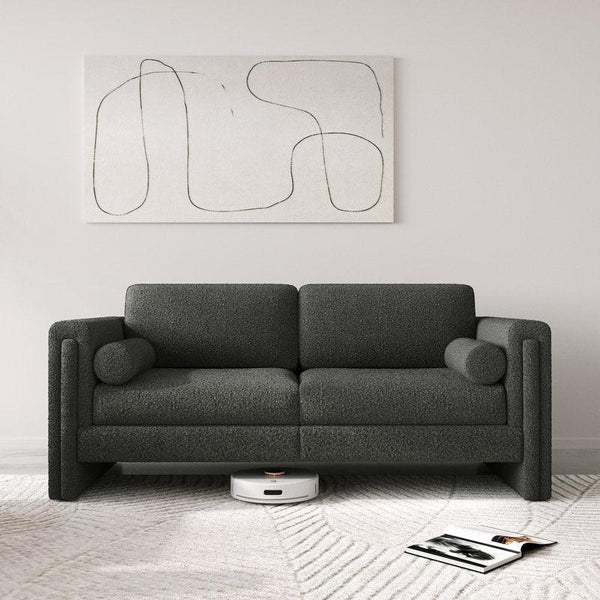 Contemporary Serenity: 3-Seater Bouclé Sofa in Gray By Alhome - Zrafh.com - Your Destination for Baby & Mother Needs in Saudi Arabia