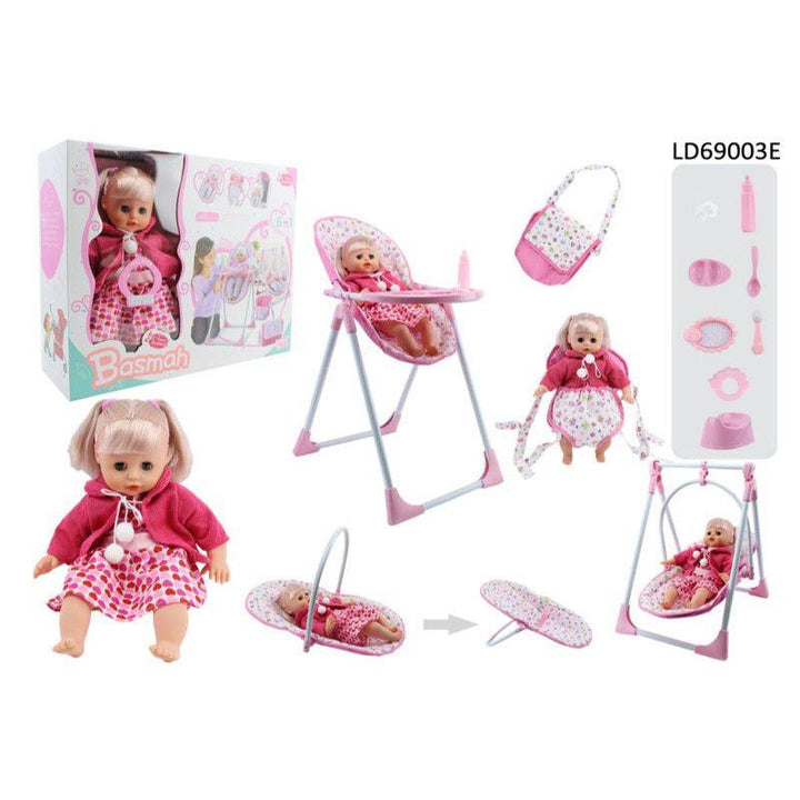 Baby Love Basmh Doll Set With Sound 14 inch - Pink - 32-69003E - Zrafh.com - Your Destination for Baby & Mother Needs in Saudi Arabia