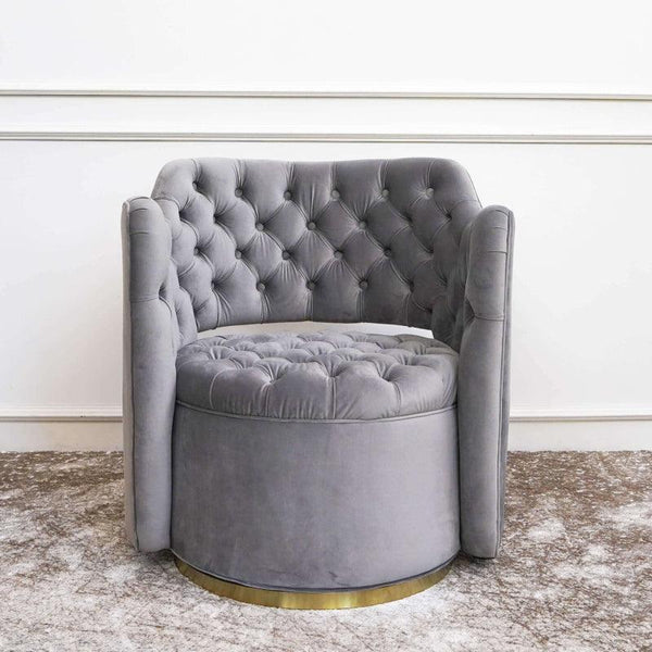 Velvet Lounge Chair in Subdued Gray By Alhome - 110111219 - Zrafh.com - Your Destination for Baby & Mother Needs in Saudi Arabia