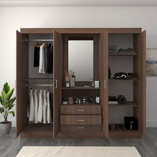 Elegant Wardrobe with White and Brown Dresser By Alhome - Zrafh.com - Your Destination for Baby & Mother Needs in Saudi Arabia