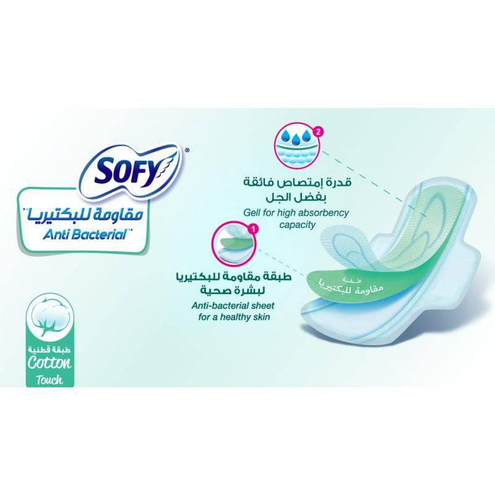 Sofy Anti-Bacterial, Slim Large 29 cm, Sanitary Pads with Wings Pack Of 28 Pads - ZRAFH