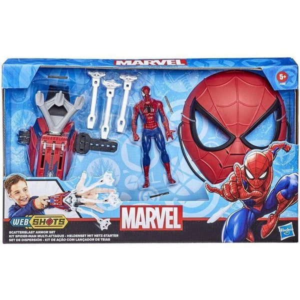 Spider-Man Web Shots Scatterblast Armor Set Toy Launch 3 Web Projectiles From Marvel Classic Red - 40.6x25.4x6.4 cm - F1396 - ZRAFH