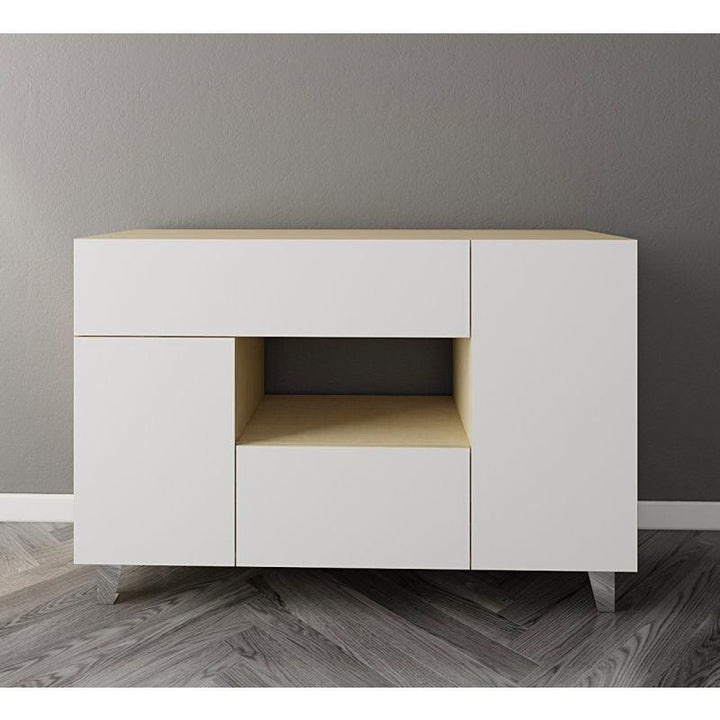 Coffee Corner with Two Doors and Two Drawers (Beige and White) By Alhome - Zrafh.com - Your Destination for Baby & Mother Needs in Saudi Arabia