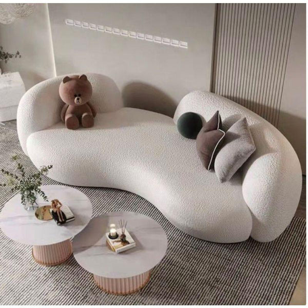 Elegant Beige Boucle 3-Seater Sofa - 250x90x45 cm - Swedish Wood By Alhome - Zrafh.com - Your Destination for Baby & Mother Needs in Saudi Arabia