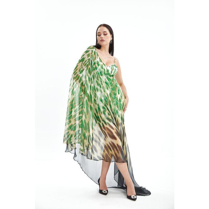 Londonella Women's Long Summer Dress With One Sleeve - Green - LON100289 - Zrafh.com - Your Destination for Baby & Mother Needs in Saudi Arabia