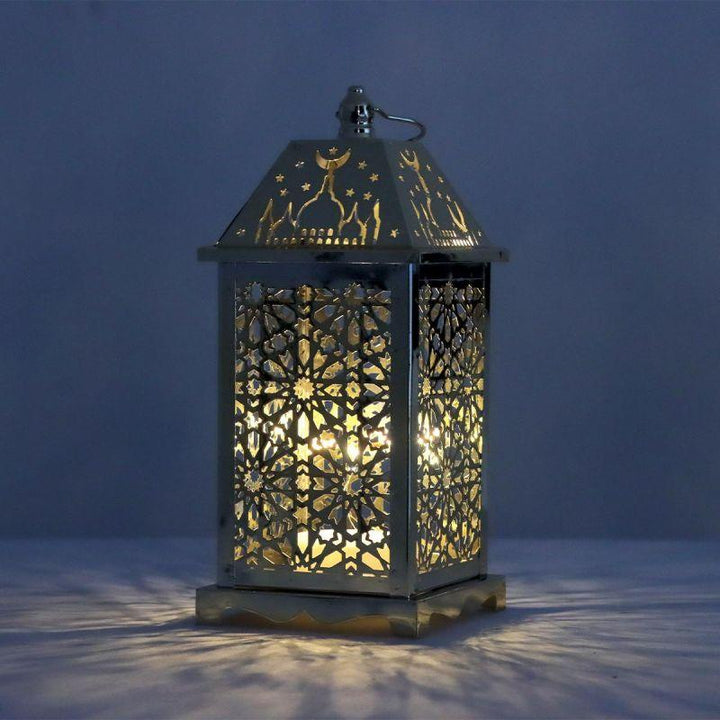 Steel Square Ramadan Lantern With Led Lighting - Gold - 27X12X12 Cm - By Family Ship - 600007816 - Zrafh.com - Your Destination for Baby & Mother Needs in Saudi Arabia