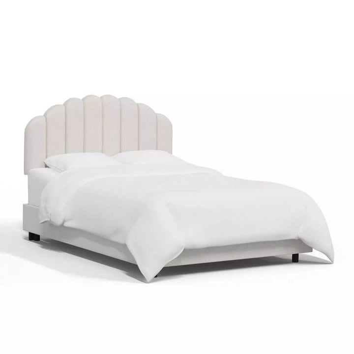 Supreme Comfort: Swedish Wood King Bed - Opulent Off-White Serenity (160x200x140) by Alhome - Zrafh.com - Your Destination for Baby & Mother Needs in Saudi Arabia