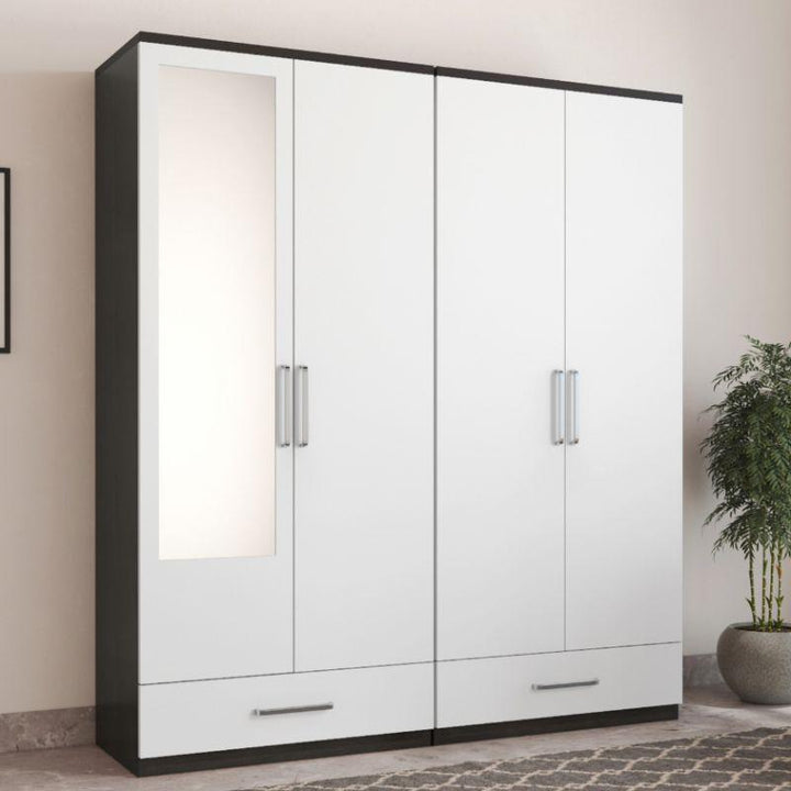 Wardrobe with 4 Doors and 2 Drawers, White By Alhome - Zrafh.com - Your Destination for Baby & Mother Needs in Saudi Arabia