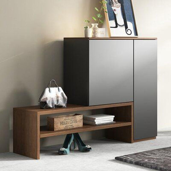 Two-Door Shoe Cabinet with Shelves, Black and Brown By Alhome - Zrafh.com - Your Destination for Baby & Mother Needs in Saudi Arabia