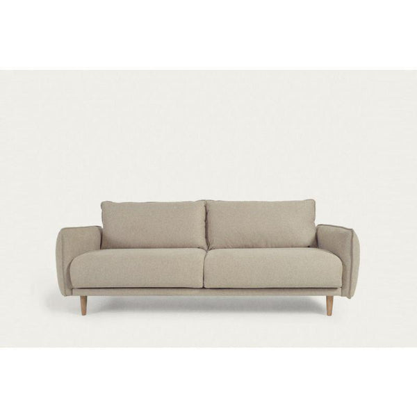 Beige Suede Wood 3-Seater Sofa - Size: 220x85x85, Material: Linen By Alhome - 110112200 - Zrafh.com - Your Destination for Baby & Mother Needs in Saudi Arabia