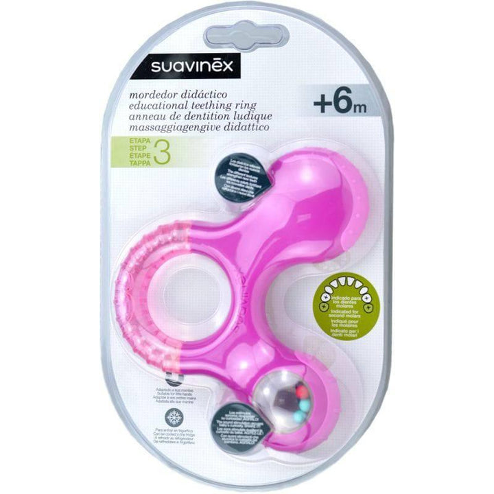 Suavinex Baby Teether Step 3 With Rattle +6 months - Pink - ZRAFH