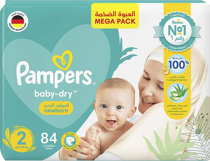 Pampers Baby Diapers Mega Pack Size 2 Newborn,3-8 KG, 84 Diapers - ZRAFH