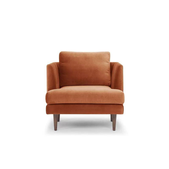 Burnt Orange Velvet Chair Swedish Wood By Alhome - Zrafh.com - Your Destination for Baby & Mother Needs in Saudi Arabia