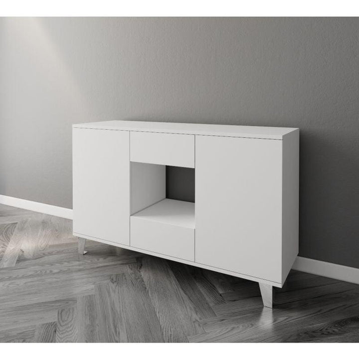 White Coffee Corner with Two Doors and Two Sliding Drawers By Alhome - Zrafh.com - Your Destination for Baby & Mother Needs in Saudi Arabia