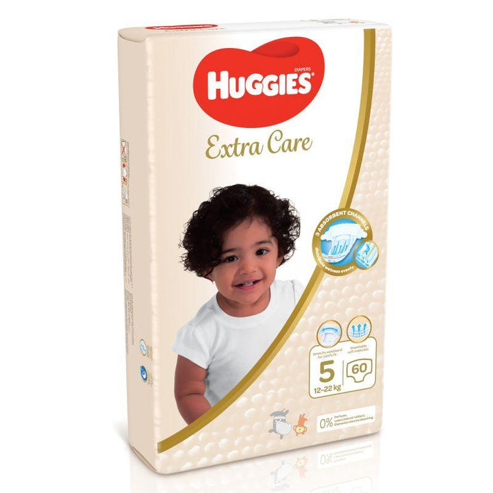 Huggies Extra Care Diapers - Jumbo Pack - Size 5 - 60 Diapers - Zrafh.com - Your Destination for Baby & Mother Needs in Saudi Arabia