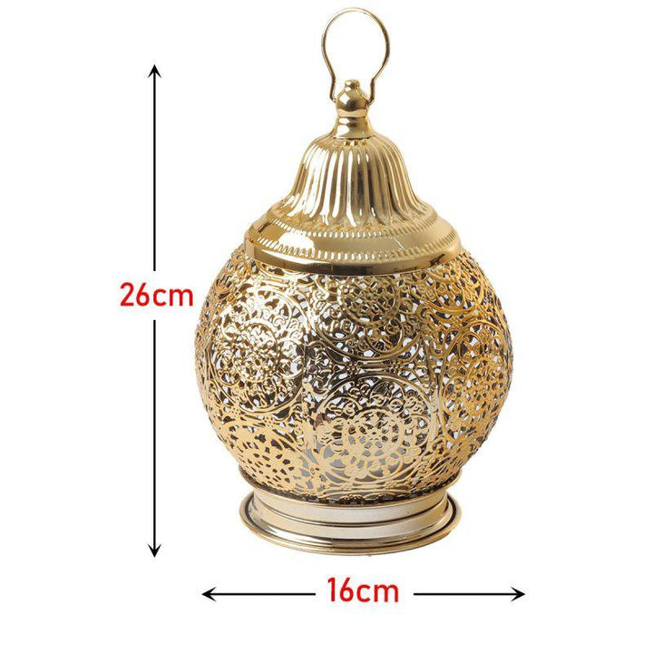 Steel Ramadan Lantern With Led Light With Sound - Gold - 26X16X16 Cm - By Family Ship - Zrafh.com - Your Destination for Baby & Mother Needs in Saudi Arabia