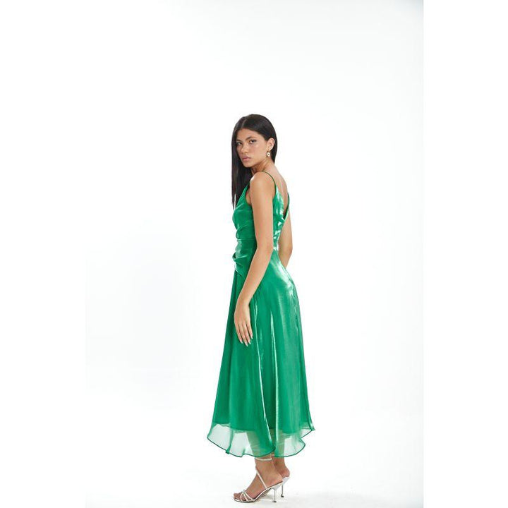 Londonella Women's Long Summer Dress With Straps Shoulders - Green - LON100288 - Zrafh.com - Your Destination for Baby & Mother Needs in Saudi Arabia