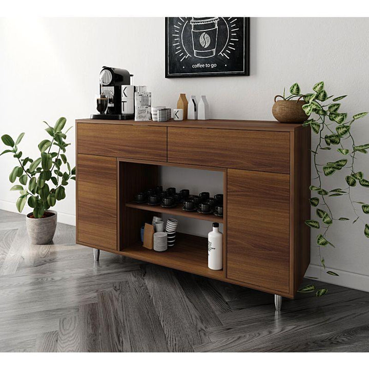 Brown Coffee Corner with Shelves and Drawers By Alhome - Zrafh.com - Your Destination for Baby & Mother Needs in Saudi Arabia