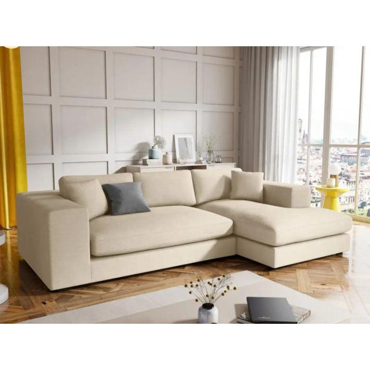 Velvet Corner Sofa - Beige - 280x170x85x85 cm - By Alhome - 110113908 - Zrafh.com - Your Destination for Baby & Mother Needs in Saudi Arabia