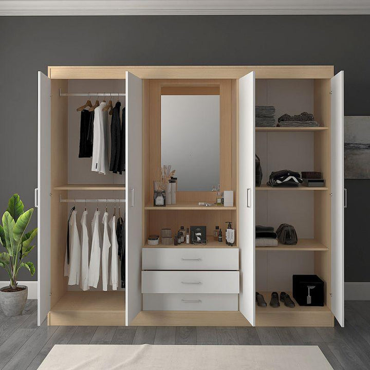 Wardrobe with Dresser, White and Beige By Alhome - Zrafh.com - Your Destination for Baby & Mother Needs in Saudi Arabia