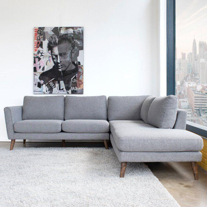 Modern Grey Linen L-Shape Sofa - 270x150x85x85 cm - By Alhome - Zrafh.com - Your Destination for Baby & Mother Needs in Saudi Arabia