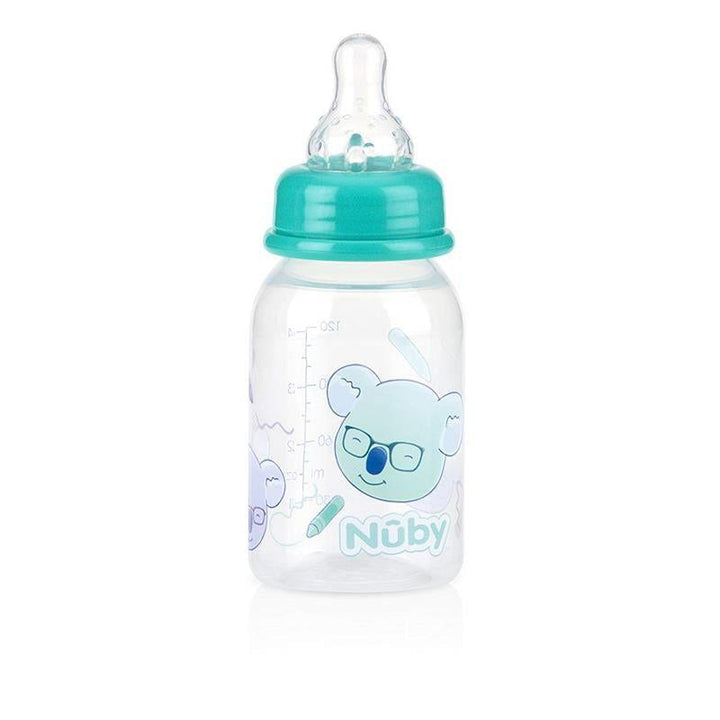 Nuby 1PK 120ml pp clear round printed bottle Blue - ZRAFH