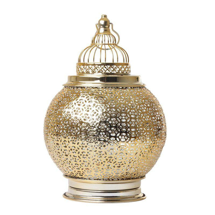 Steel Ramadan Lantern With Led Light With Sound - Gold - 27X20X20 Cm - By Family Ship - 600007820 - Zrafh.com - Your Destination for Baby & Mother Needs in Saudi Arabia