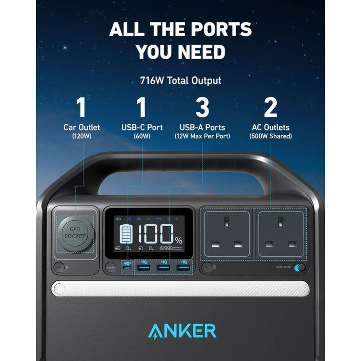 Anker PowerHouse 535 Portable Power Station - 500 W - Black - A1751211 - ZRAFH