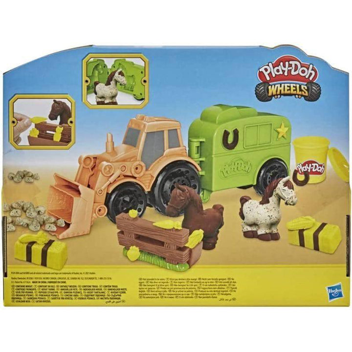 Play-Doh Wheels Tractor Farm Truck Toy With Horse Trailer Mold And 3 Cans Of Non-Toxic Modeling Compound - ZRAFH