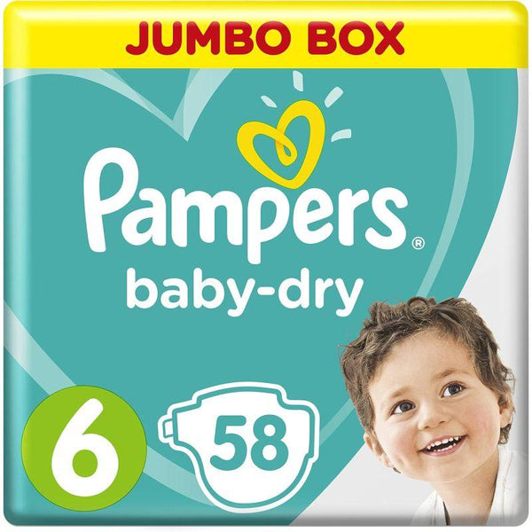 Pampers Baby Dry - Size 6 - Extra Large - 58 diapers - Zrafh.com - Your Destination for Baby & Mother Needs in Saudi Arabia