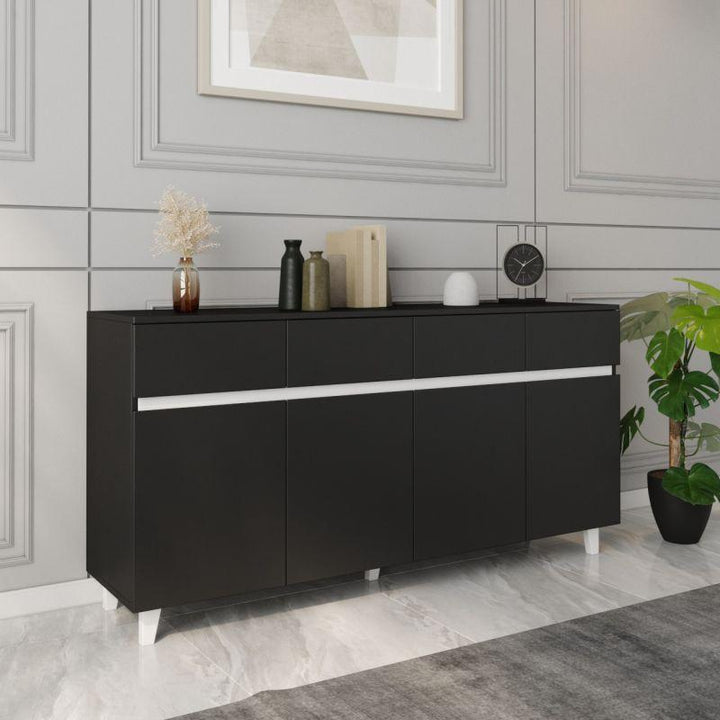 Black and White Console Storage Unit By Alhome - Zrafh.com - Your Destination for Baby & Mother Needs in Saudi Arabia