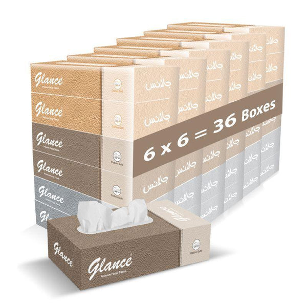 Glance Facial Tissues - 36 Boxes - Zrafh.com - Your Destination for Baby & Mother Needs in Saudi Arabia