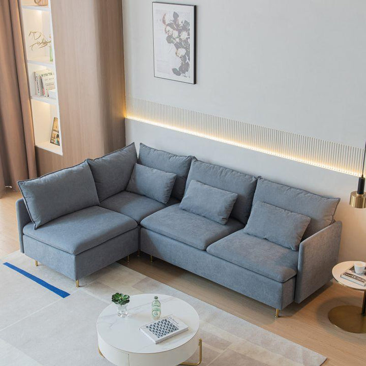 Modern Cozy Velvet L-Shape Sofa - 270x150x85x85 cm - By Alhome - Zrafh.com - Your Destination for Baby & Mother Needs in Saudi Arabia