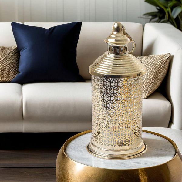 Round Steel Ramadan Lantern With Led Lighting - Gold - 26X12X12 Cm - By Family Ship - 600007812 - Zrafh.com - Your Destination for Baby & Mother Needs in Saudi Arabia