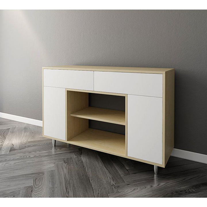 Beige Coffee Corner with White Shelves and Drawers By Alhome - Zrafh.com - Your Destination for Baby & Mother Needs in Saudi Arabia