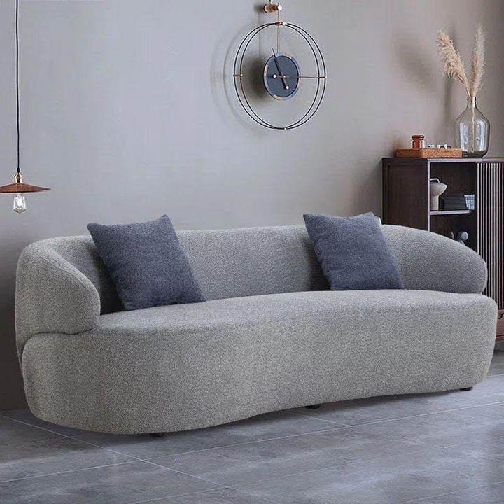 Expansive Gray Boucle 3-Seater Sofa Swedish Wood By Alhome - Zrafh.com - Your Destination for Baby & Mother Needs in Saudi Arabia