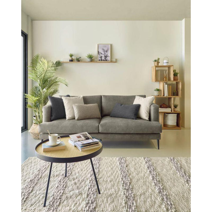 Ashen Suede Wood 3-Seater Sofa - Size: 220x85x85, Material: Linen By Alhome - 110112198 - Zrafh.com - Your Destination for Baby & Mother Needs in Saudi Arabia