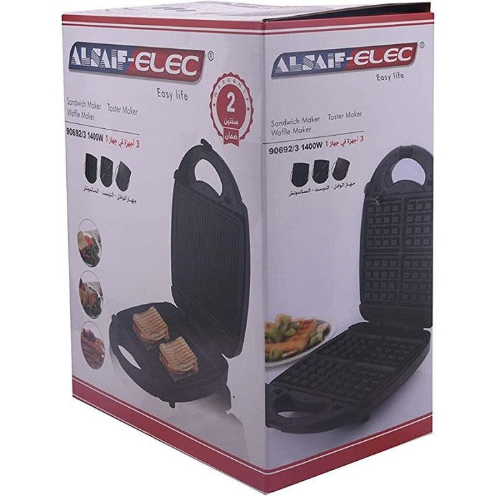 Al Saif 3-In-1 Electric Sandwich Maker 1400 W - Zrafh.com - Your Destination for Baby & Mother Needs in Saudi Arabia