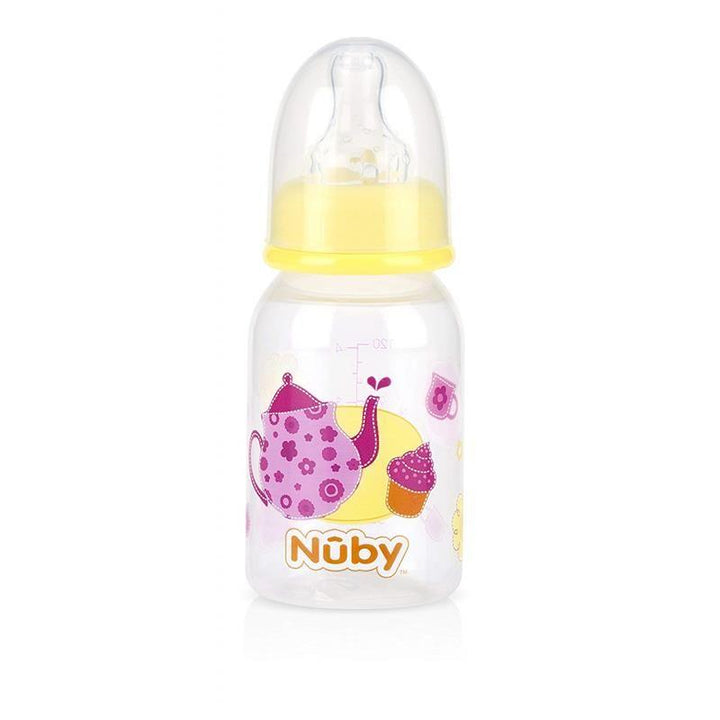Nuby 1PK 120ml pp clear round printed bottle Blue - ZRAFH