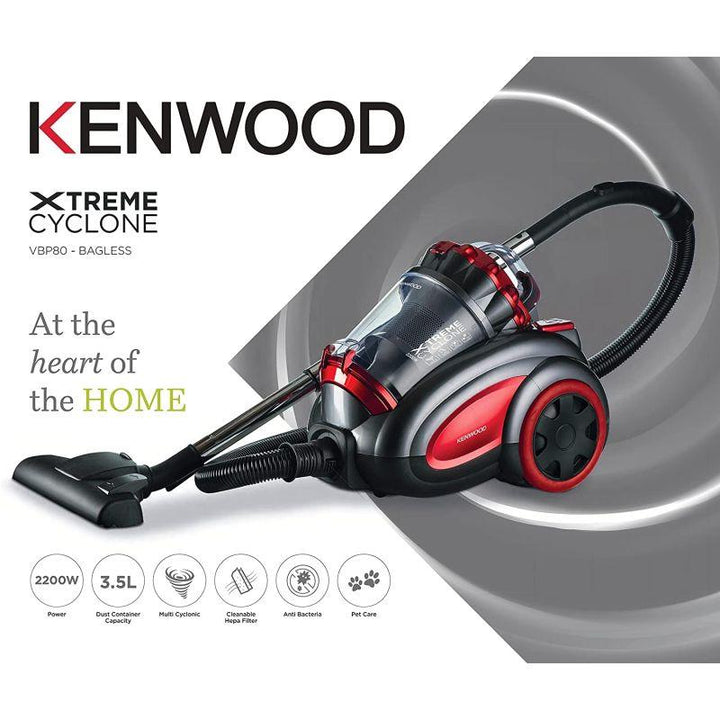 Kenwood Bagless Canister Vacuum Cleaner 3.5 Liters 2200 W - Red - OWVBP80.000RG - ZRAFH