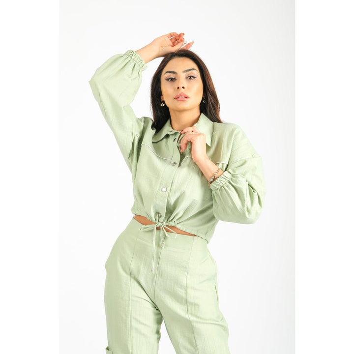 Londonella Women's long-sleeved shirt & closed-bottom Pants Set - 2 Pieces - Green - 100226 - Zrafh.com - Your Destination for Baby & Mother Needs in Saudi Arabia
