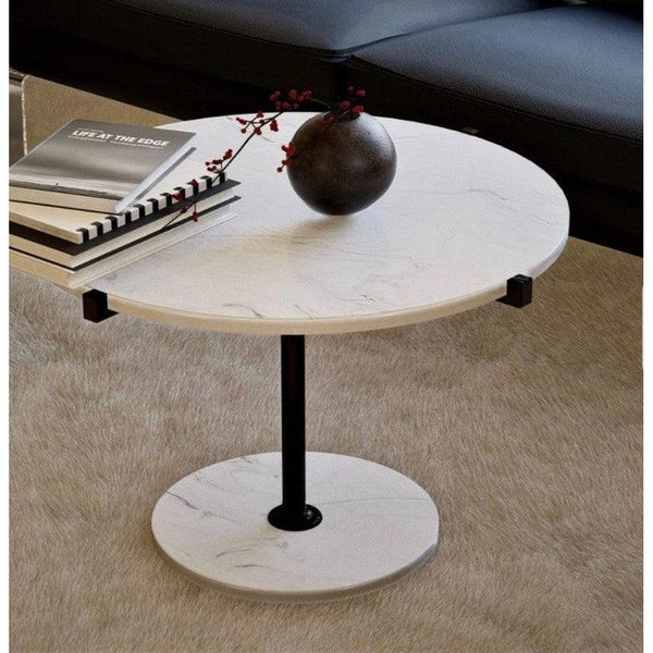 Iron and marble Side Table Black and White - 50x55 cm By Alhome - Zrafh.com - Your Destination for Baby & Mother Needs in Saudi Arabia