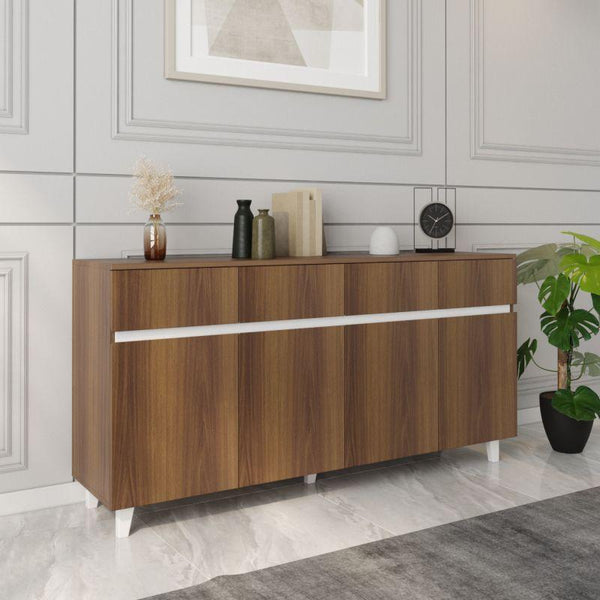 Console Storage Unit (Brown and White) By Alhome - Zrafh.com - Your Destination for Baby & Mother Needs in Saudi Arabia