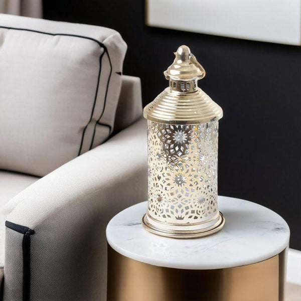 Round Steel Ramadan Lantern With Led Lighting - Gold - 26X12X12 Cm - By Family Ship - 600007809 - Zrafh.com - Your Destination for Baby & Mother Needs in Saudi Arabia