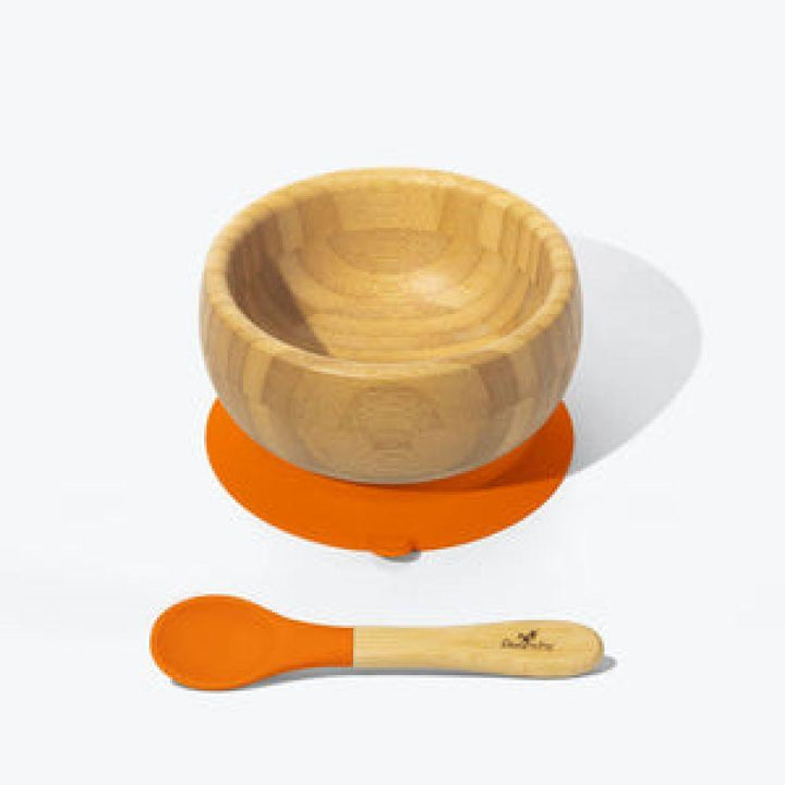 Avanchy Baby Bamboo Stay Put Suction Bowl + Spoon - ZRAFH