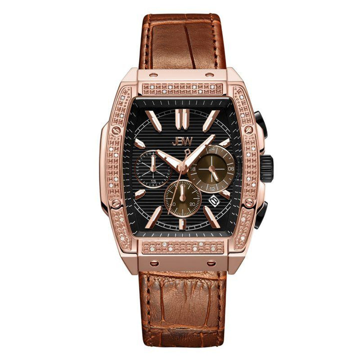 Jbw Luxury Echelon Watch With Leather Band 0.28 Ctw Diamond Wrist Men's Watch - Brown - J6379 - Zrafh.com - Your Destination for Baby & Mother Needs in Saudi Arabia