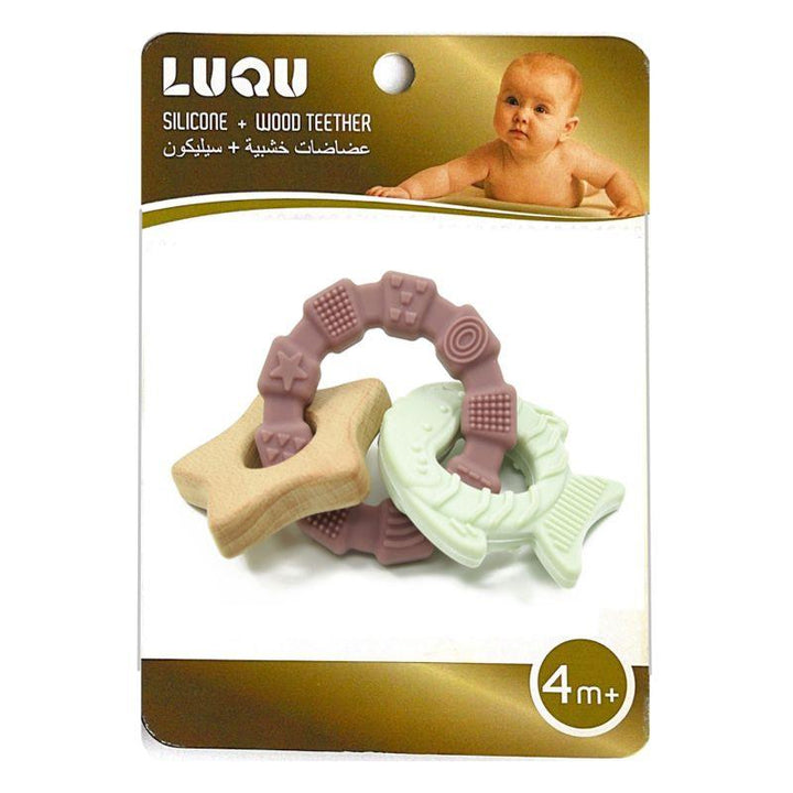 Luqu Silicone And Wood Teether- Star - ZRAFH