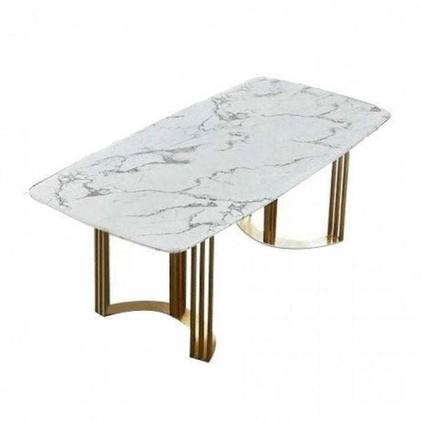 White Marble Dining Table for Chic Gatherings By Alhome - Zrafh.com - Your Destination for Baby & Mother Needs in Saudi Arabia